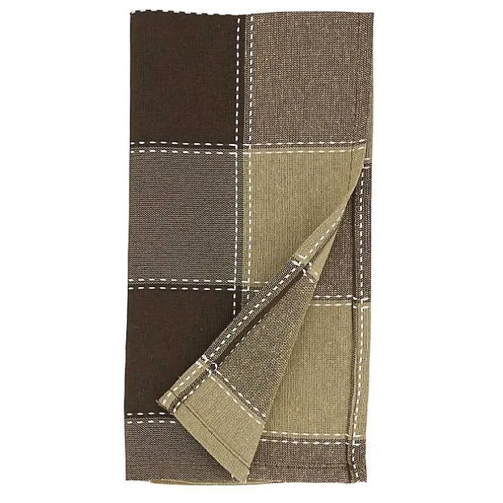 Brown Block Stitched Napkins, Set of 4
