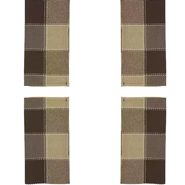 Brown Block Stitched Napkins, Set of 4