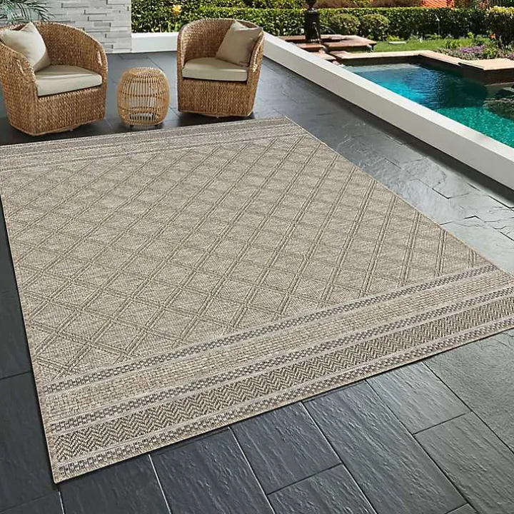 Brown Diamond Lattice Indoor/Outdoor Rug, 5x7