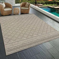 Brown Diamond Lattice Indoor/Outdoor Rug, 8x10