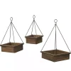 Brown Fir Wood Hanging Planter Boxes, Set of 3