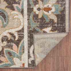 Brown Floral Medallion Outdoor Area Rug, 7x9