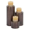 Brown Hammered Metal Candle Holders, Set of 3