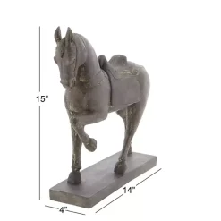 Brown Polystone Prancing Horse Statue