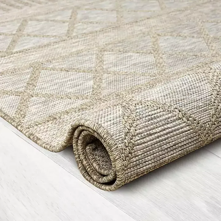 Brown Transitional Stripes Outdoor Rug, 8x10