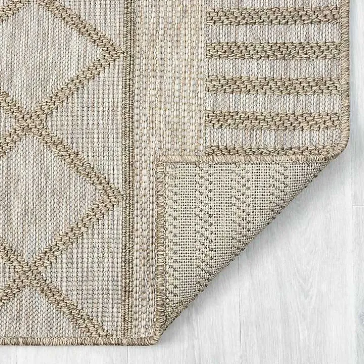 Brown Transitional Stripes Outdoor Rug, 8x10