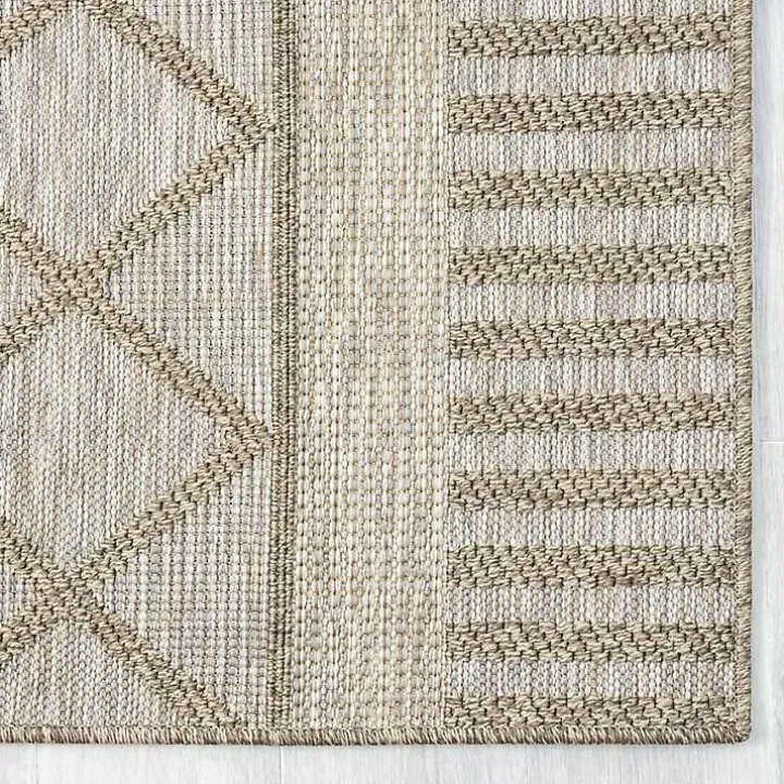 Brown Transitional Stripes Outdoor Rug, 8x10