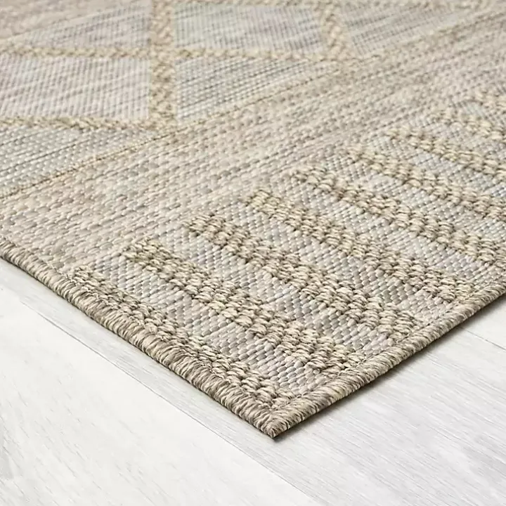 Brown Transitional Stripes Outdoor Rug, 8x10