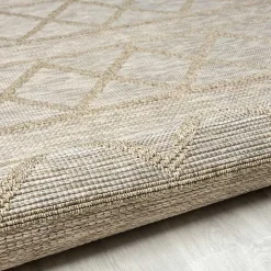 Brown Transitional Stripes Outdoor Rug, 8x10