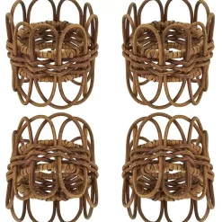 Brown Twisted Rattan Napkin Rings, Set of 4
