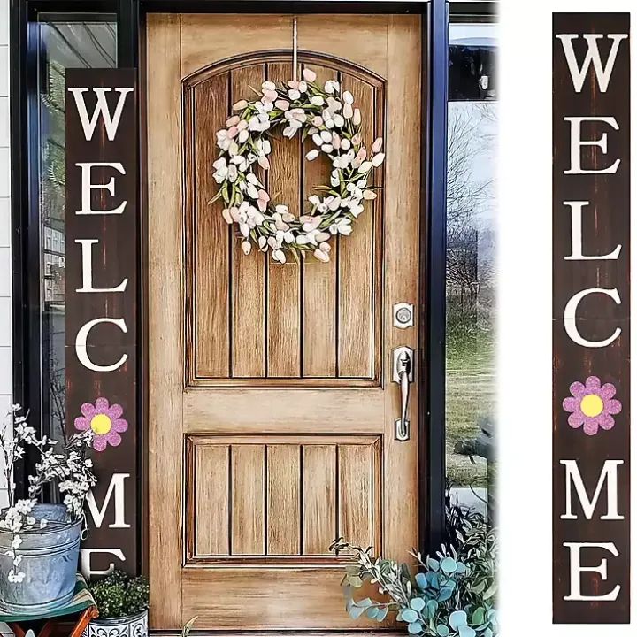 Brown Welcome Spring Porch Board
