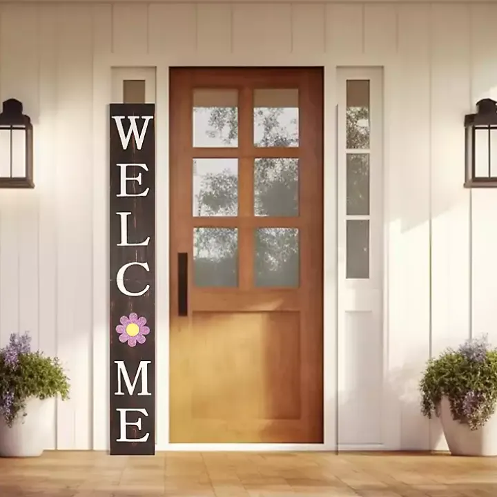 Brown Welcome Spring Porch Board