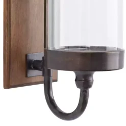 Brown Wood Sconce with Glass Holder