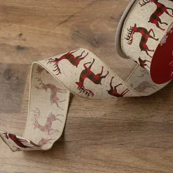 Buffalo Plaid Reindeer 16 yard Christmas Ribbon
