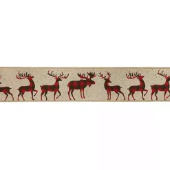 Buffalo Plaid Reindeer 16 yard Christmas Ribbon