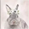 Bunny Flower Crown Easter Canvas Wall Art