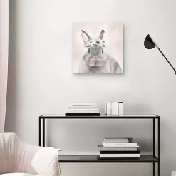 Bunny Flower Crown Easter Canvas Wall Art