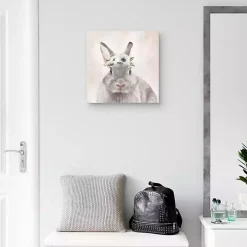 Bunny Flower Crown Easter Canvas Wall Art