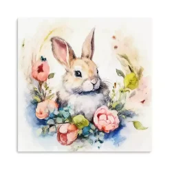 Bunny Nestled in Flowers Canvas Art Print