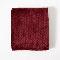 Burgundy Heavenly Herringbone Plush Throw