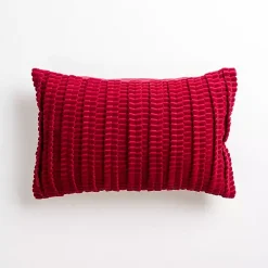 Burgundy Jules Velvet Cord Lumbar Pillow