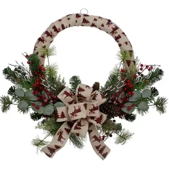 Burlap Buffalo Check Foliage Wreath