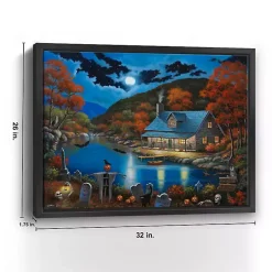 Cabin On Lake Graveyard Framed Canvas Art Print