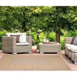 Camel Leopard Border Outdoor Area Rug, 5x7