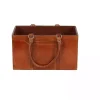 Camel Rustic Leather Magazine Rack Basket