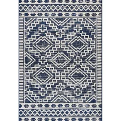 Cammie Blue Moroccan Tribal Outdoor Rug, 5x8