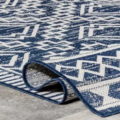 Cammie Blue Moroccan Tribal Outdoor Rug, 8x10