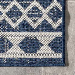 Cammie Blue Moroccan Tribal Outdoor Rug, 8x10