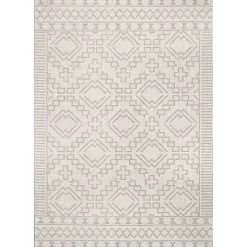 Cammie Gray Moroccan Geometric Outdoor Rug, 5x8