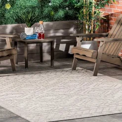 Cammie Gray Moroccan Geometric Outdoor Rug, 5x8