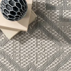 Cammie Gray Moroccan Geometric Outdoor Rug, 8x10