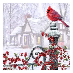 Cardinal on a Gatepost Canvas Art Print