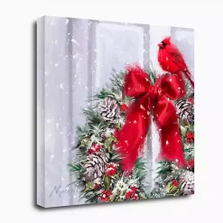 Cardinal on a Wreath Canvas Art Print