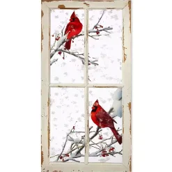 Cardinals on a Branch Window Frame Art Print