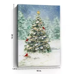 Cardinals on Tree Small Canvas Art Print