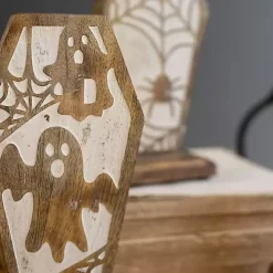 Carved Wooden Coffin Statues, Set of 3