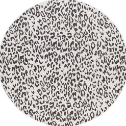 Cauli Black Leopard Print Round Outdoor Rug, 5 ft.