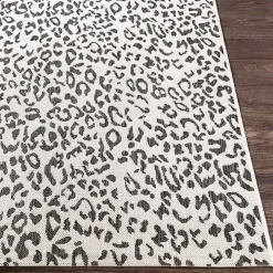 Cauli Black Leopard Print Outdoor Rug, 7x7