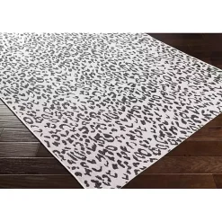 Cauli Black Leopard Print Outdoor Rug, 4x5