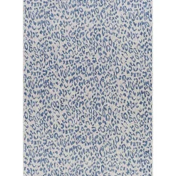 Cauli Blue Leopard Print Outdoor Rug, 8x12