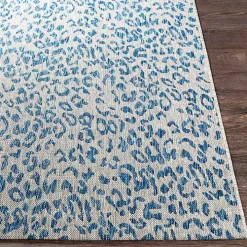 Cauli Blue Leopard Print Outdoor Rug, 4x5