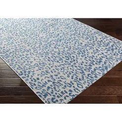 Cauli Blue Leopard Print Outdoor Rug, 4x5