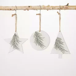 Ceramic Pine Icon Christmas Ornaments, Set of 3