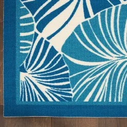 Cerulean Botanical Shells Outdoor Area Rug, 5x7