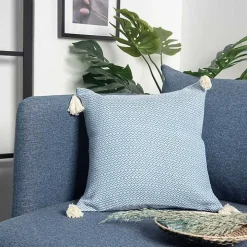 Cerulean Chevron Organic Cotton Throw Pillow