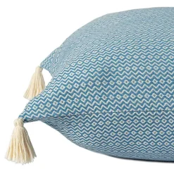 Cerulean Chevron Organic Cotton Throw Pillow